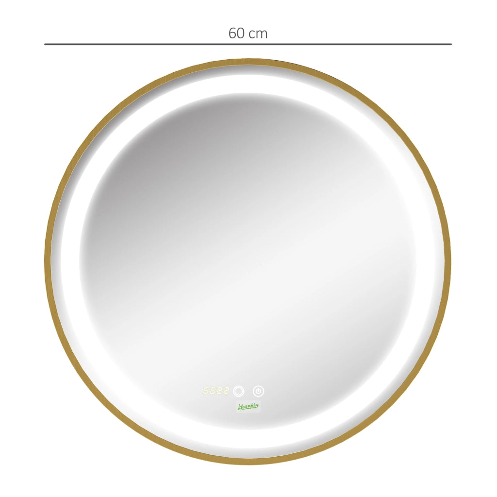 Specchio da Bagno con Luce LED ¨C zephmum ¨C Dorato ?60x4 cm