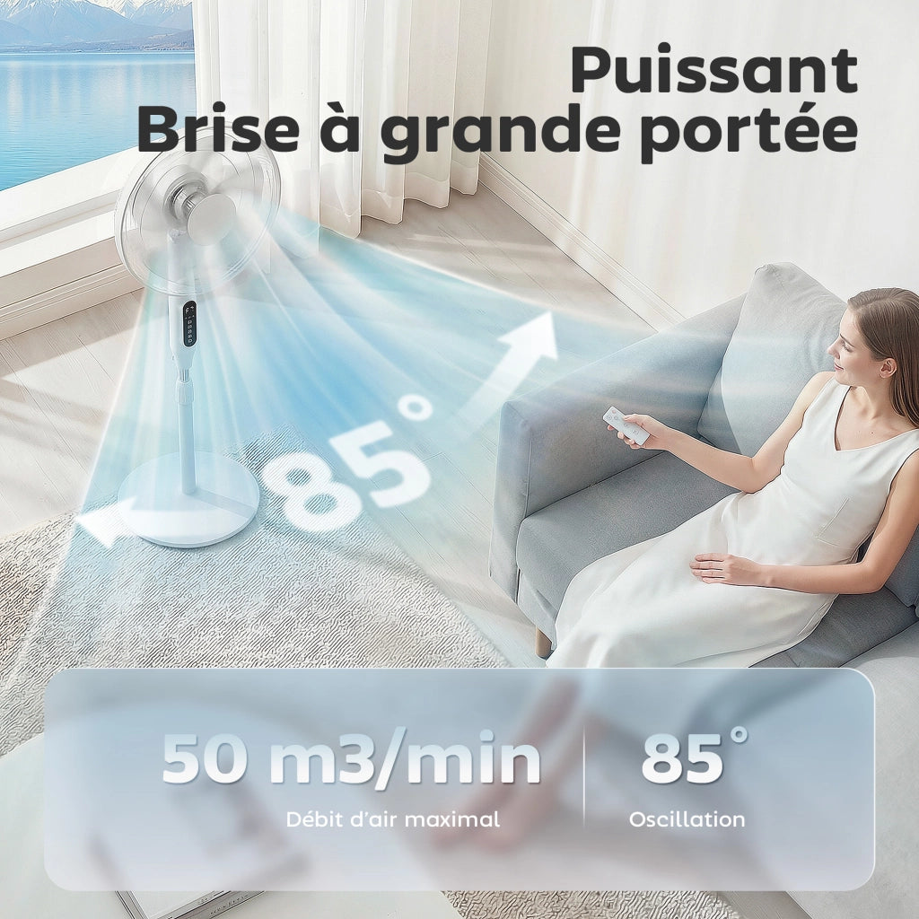 Ventilatore da pavimento 45 cm con telecomando e APP ¨C zephmum ¨C bianco