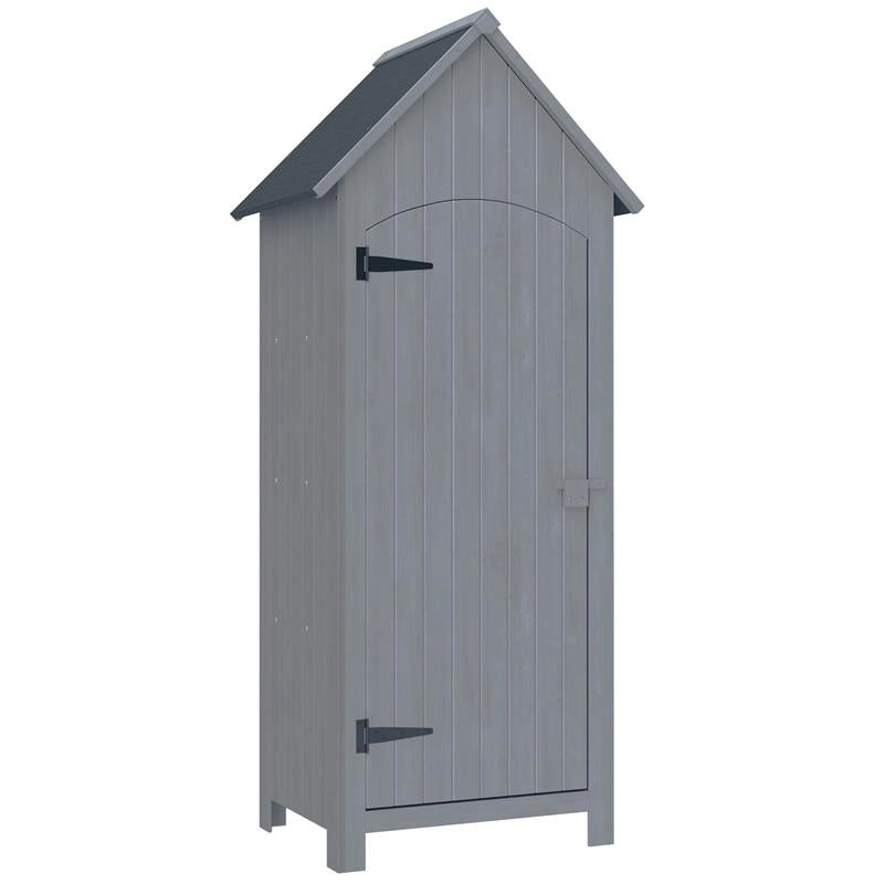 CASETTA PORTA ATTREZZI IN LEGNO A 3 MENSOLE CON TETTO IMPERMEABILE IN BITUME, 77.5X54.2X179.5 CM, GRIGIO