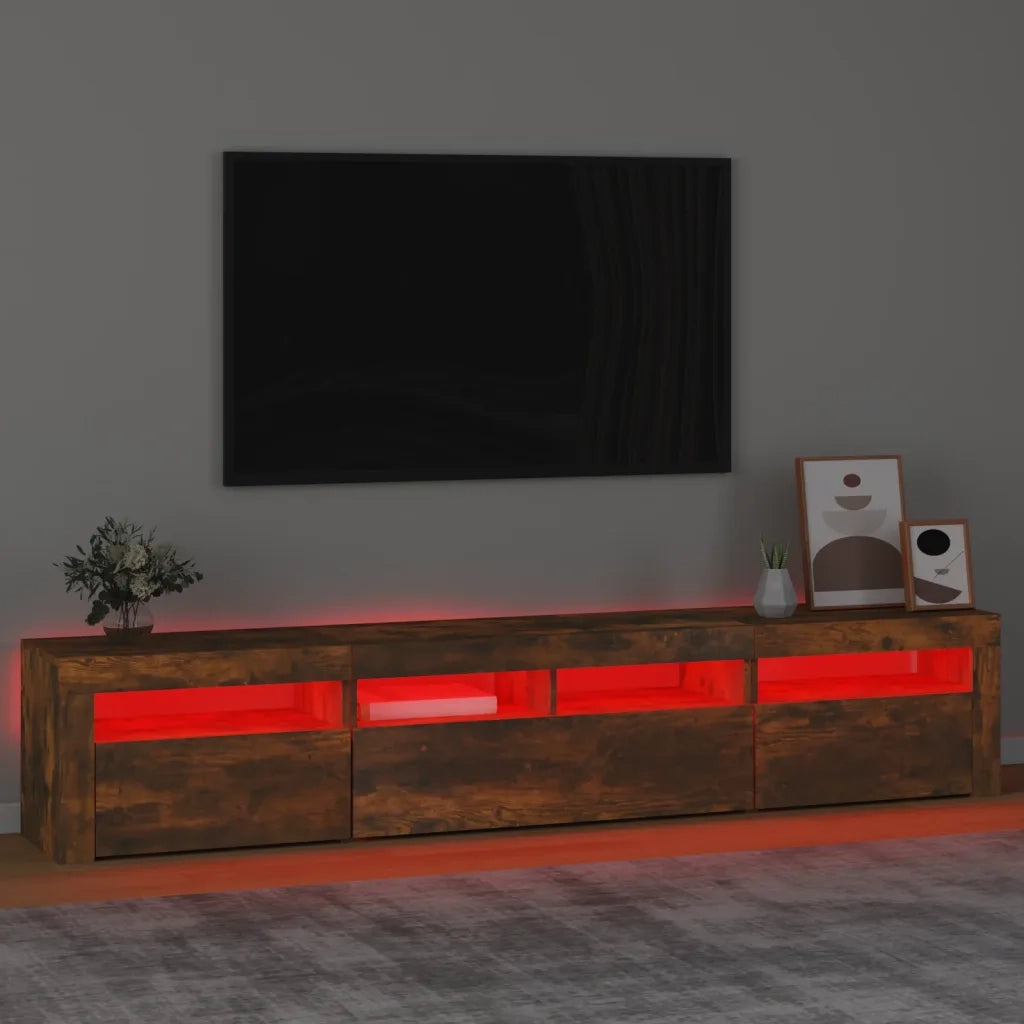 Mobile Porta TV con Luci LED-Mobile per TV-Credenza TV Rovere Fumo 210x35x40 cm