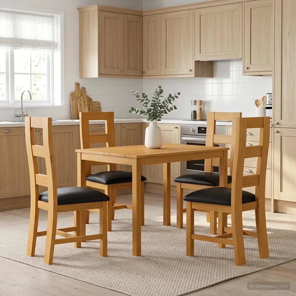 Set da pranzo 5 pz Nero Legno di Quercia Massello 3430249