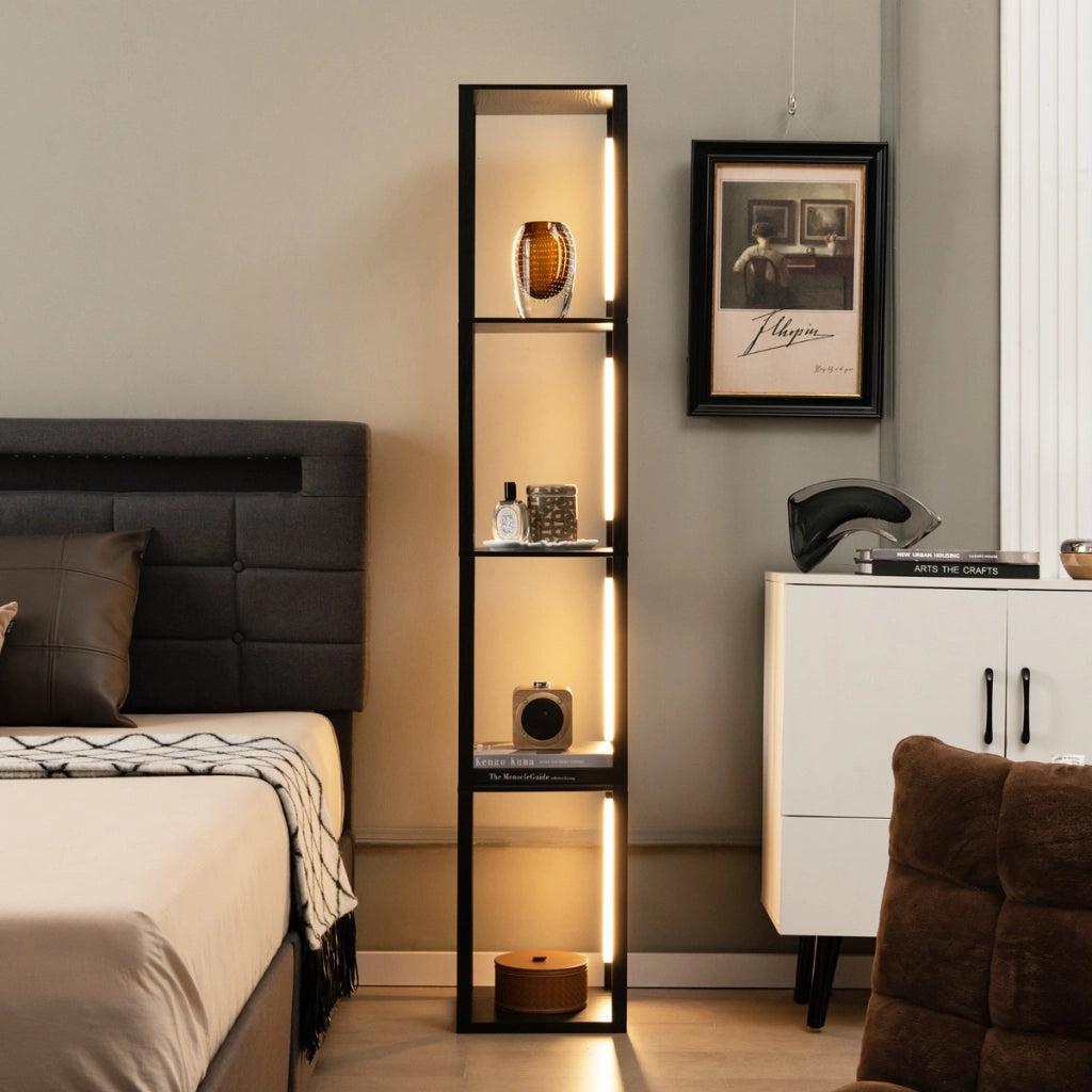 Lampada da terra 163cm con lampadine LED dimmerabili a 3 livelli poli LED ruotabili, Lampada da terra moderna Nero-Lampade