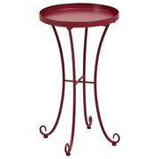 Tavolino da Giardino Rotondo in Metallo bordeaux da 40 cm Stile Vintage per Esterno