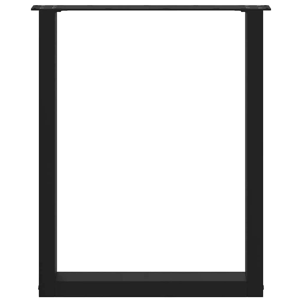 Set di 3 gambe per tavolo da pranzo a forma di U 70 x 72-73 cm con piedini regolabili design moderno in acciaio nero 02_0057440