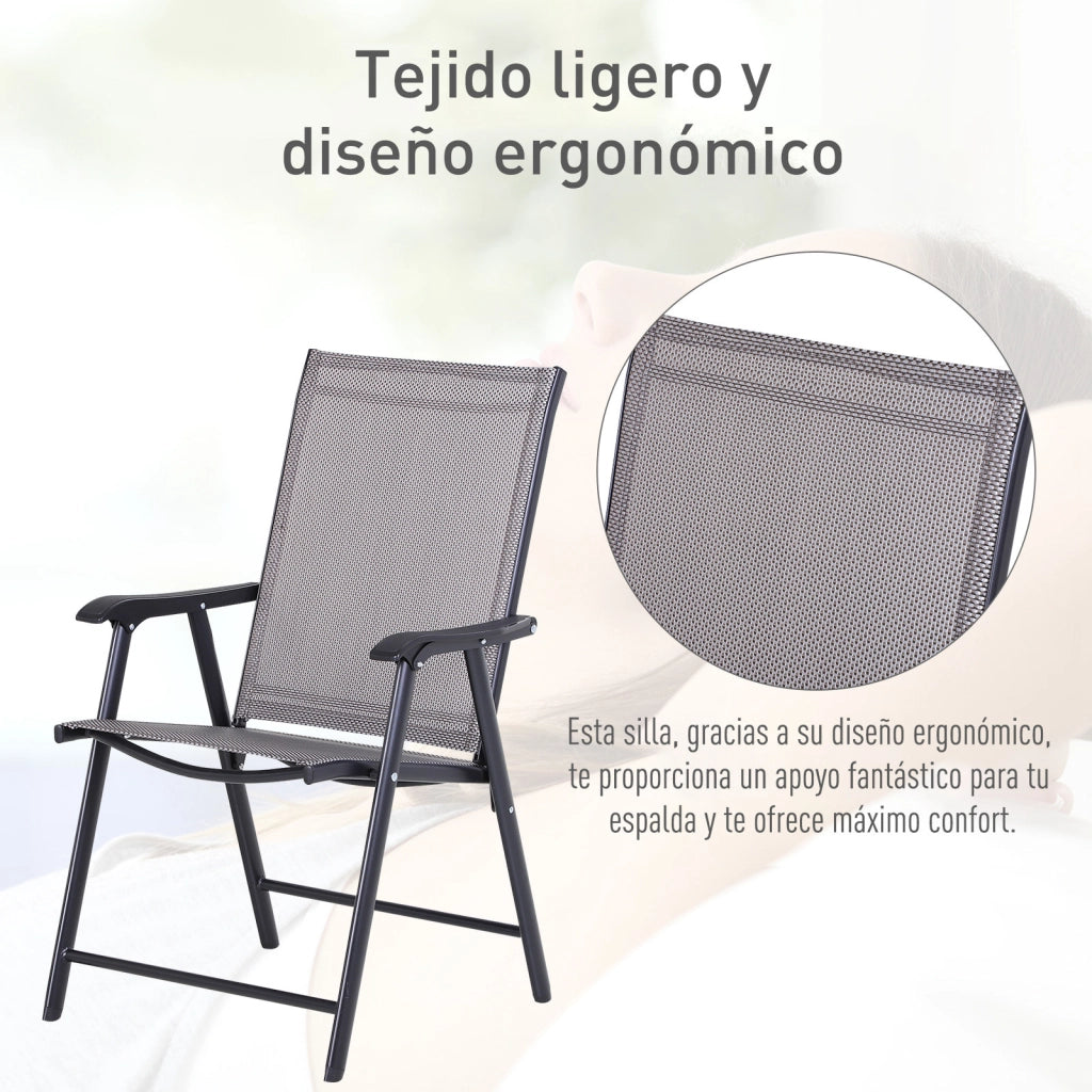 Sedia Pieghevole da Giardino ¨C zephmum ¨C Grigio 58x64x94 cm