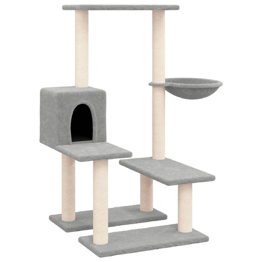Tiragraffi per gatti torre per arrampicata giocattolo piattaforma per arrampicata con tiragraffi in sisal leggero 94,5 cm grigio 02_0022629