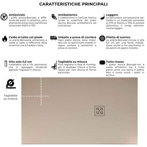 Piatto Doccia in Pietra 80x140 cm Bonussi Canton Crema