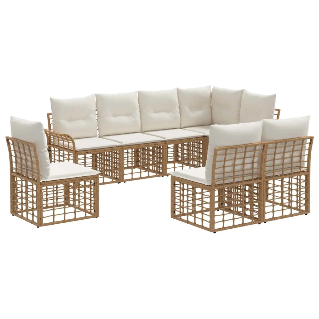 Set di divani da esterno 8 pz Naturale e Bianco Crema 3437700