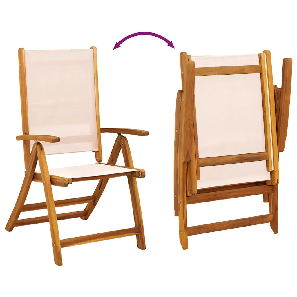 Set Pranzo da Giardino 5pz Legno Massello di Acacia e Textilene