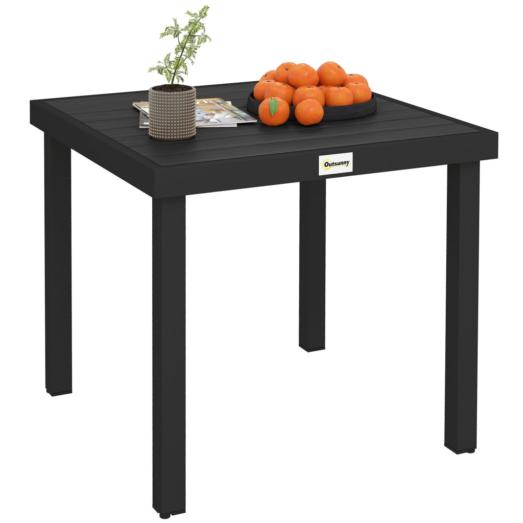 Tavolo da Giardino ¨C Zephmum ¨C Nero, Effetto Legno, 78x78 cm