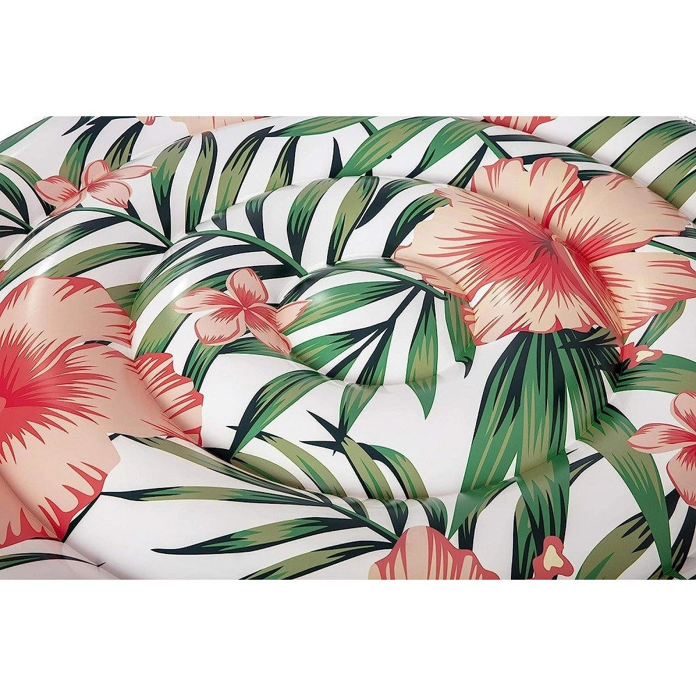 Trade Shop - Isola Gonfiabile Palme Fiori Tropicali Materassino 158 Cm Max. 90 Kg Corda 43410 -