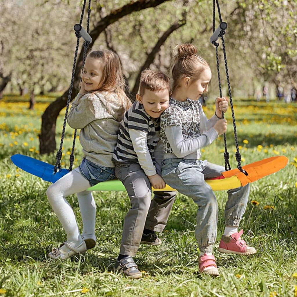 Altalena da Giardino Per Bambini, Altalena Ovale da Albero, con Maniglie, per Esterno, Portata Max. 150 kg (Multicolore)