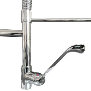 Rubinetto per cucina industriale con leva clinica e doccetta multigetto