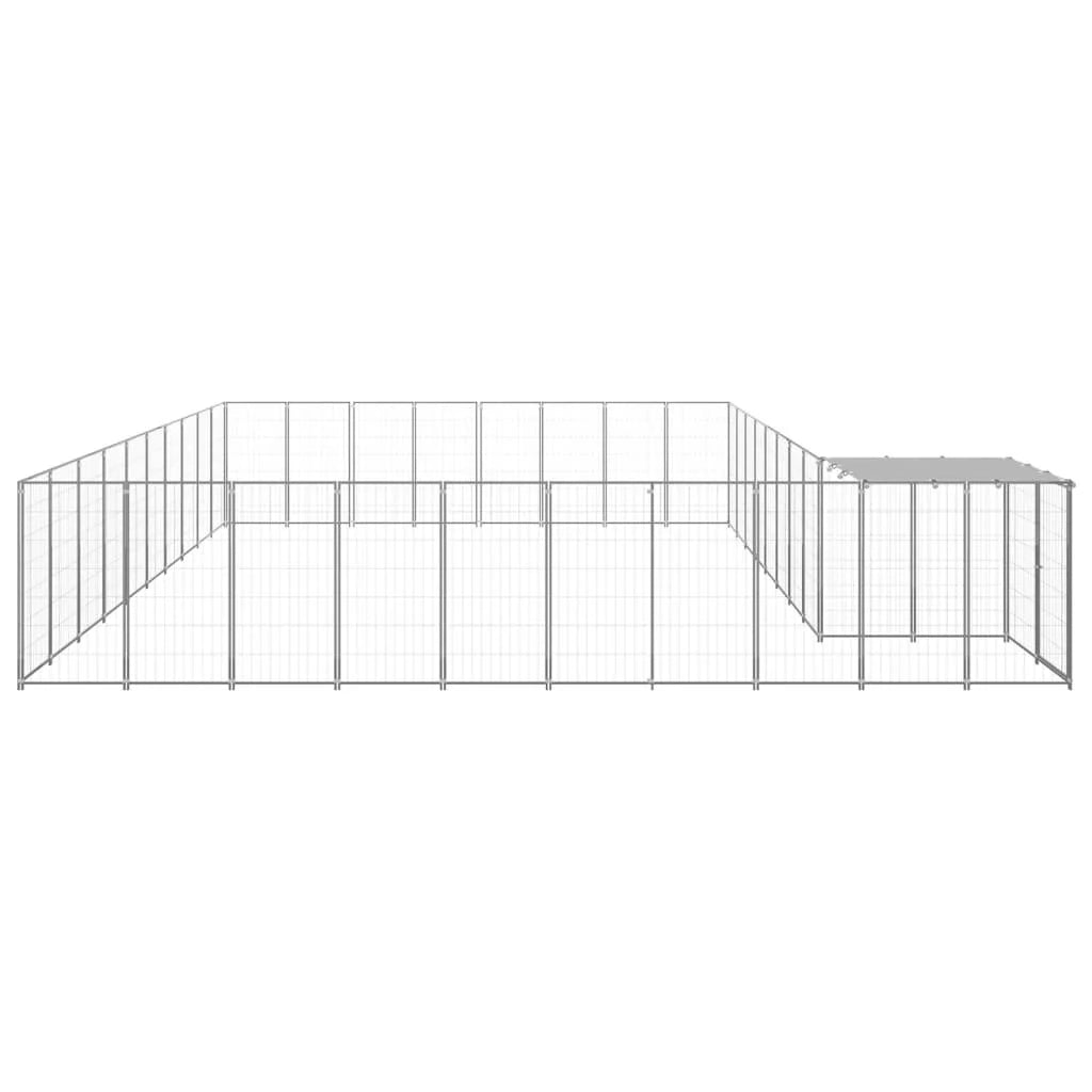 Recinto per gabbia per animali da esterno per cani argento 25,41 m² acciaio 02_0000260