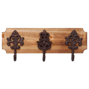 Appendiabiti da parete in legno e metallo 3 ganci marrone 40x13x10h