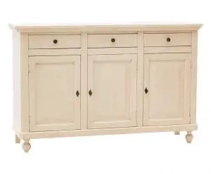 Credenza madia buffet napoletana in legno Shabby chic avorio anticato 3 ante