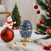 Scatola da gioielli in ceramica decorata con uova da collezione di Pasqua (Azzurro)