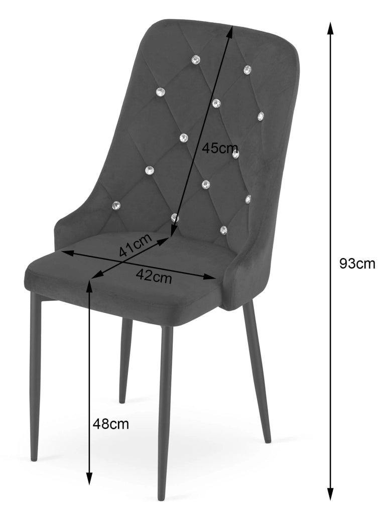 Sedia Valora REMI in velluto nero con gambe in metallo x2