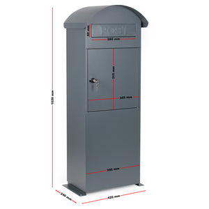 Witec Cassetta postale autoportante 42x24x102cm con struttura a colonna verniciata a polvere grigia