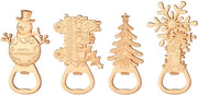 4 Flessenaproni - Decorazioni Natalizie - 4 Disegni Festivi (Bambolina di Neve, Albero, Fiocco di Neve, Slitta di Natale) - Metallo