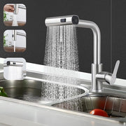 Cassa d'acqua da parete con getto a sfiato e miscelatore per doccia, rubinetto da cucina con 3 getti, 360° girevole in acciaio inossidabile nikkellato.