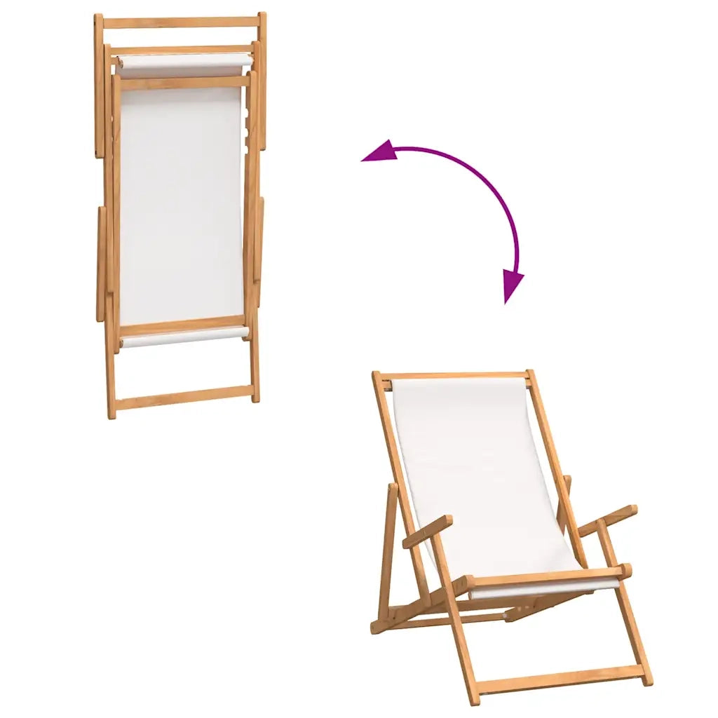 Sdraio Pieghevole da Spiaggia in Legno Massello di Teak Crema 317696