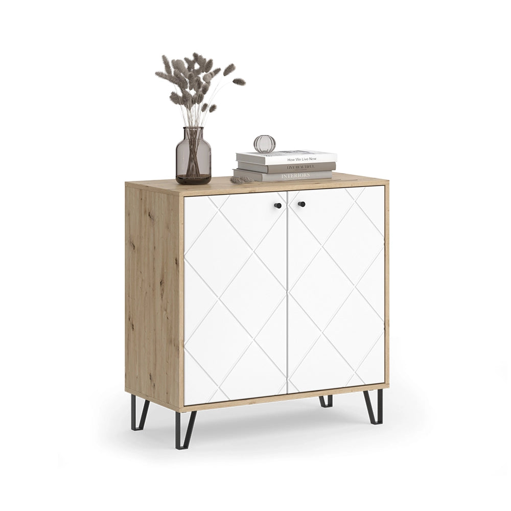 Vicco Credenza Artigianale/Bianco 80.2 x 82.6 cm con 2 porte