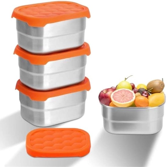 Contenitori alimentari a tenuta d'aria 3 in rame - 230 ml Mini contenitori snack con coperchio in silicone - per snack, spezie e meal prep