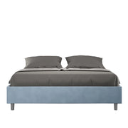 Letto Sommier imbottito Matrimoniale 160x210 cm Azelia - Contenitore,Microfibra,Azzurro