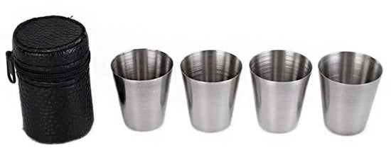 Set di bicchieri da shot in acciaio inossidabile da 4 pezzi - 30 ML - Sostenibile - Leggero - Ideale per uso domestico/bar - Bicchiere da cocktail