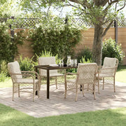 Set da Pranzo per Giardino con cuscino 5 pcs Beige polyrattan 3380227