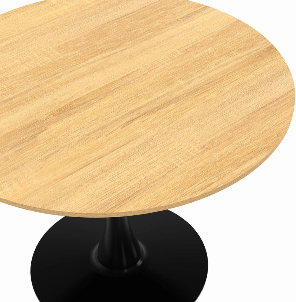 DALIA Mesa de comedor para 6 personas con patas de madera y tulipán negro 110 cm