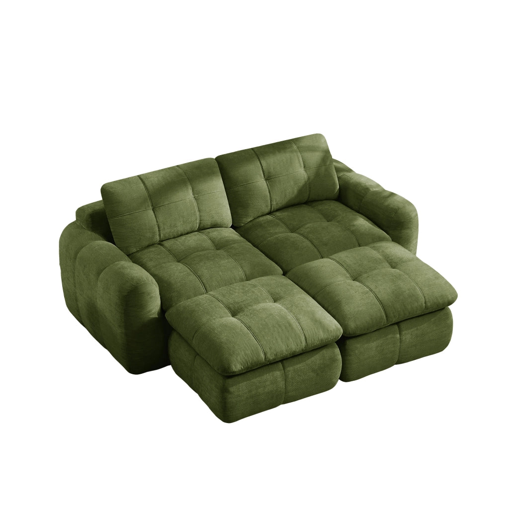 Divano modulare 2 posti 194x160x68 cm in ciniglia verde, senza struttura