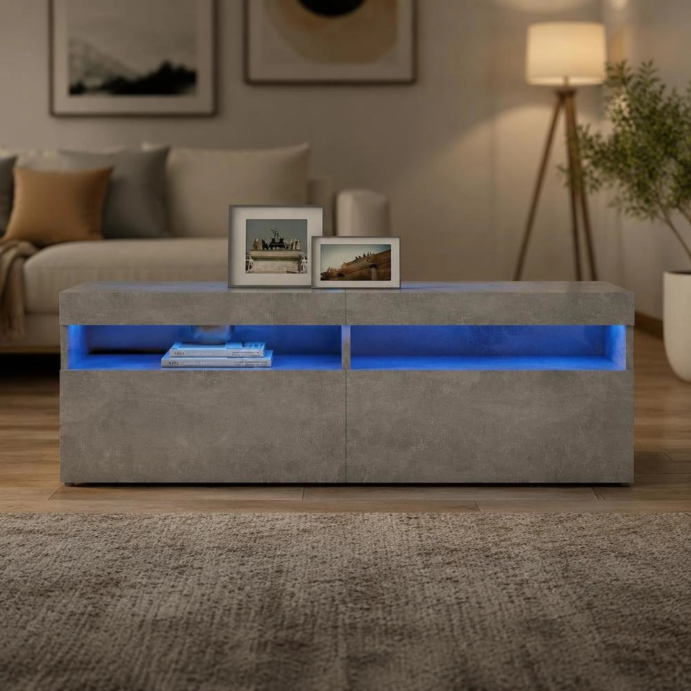 TV Cabinet With LED Lighting, Concrete Grey, 120 X 35 X 40 Cm