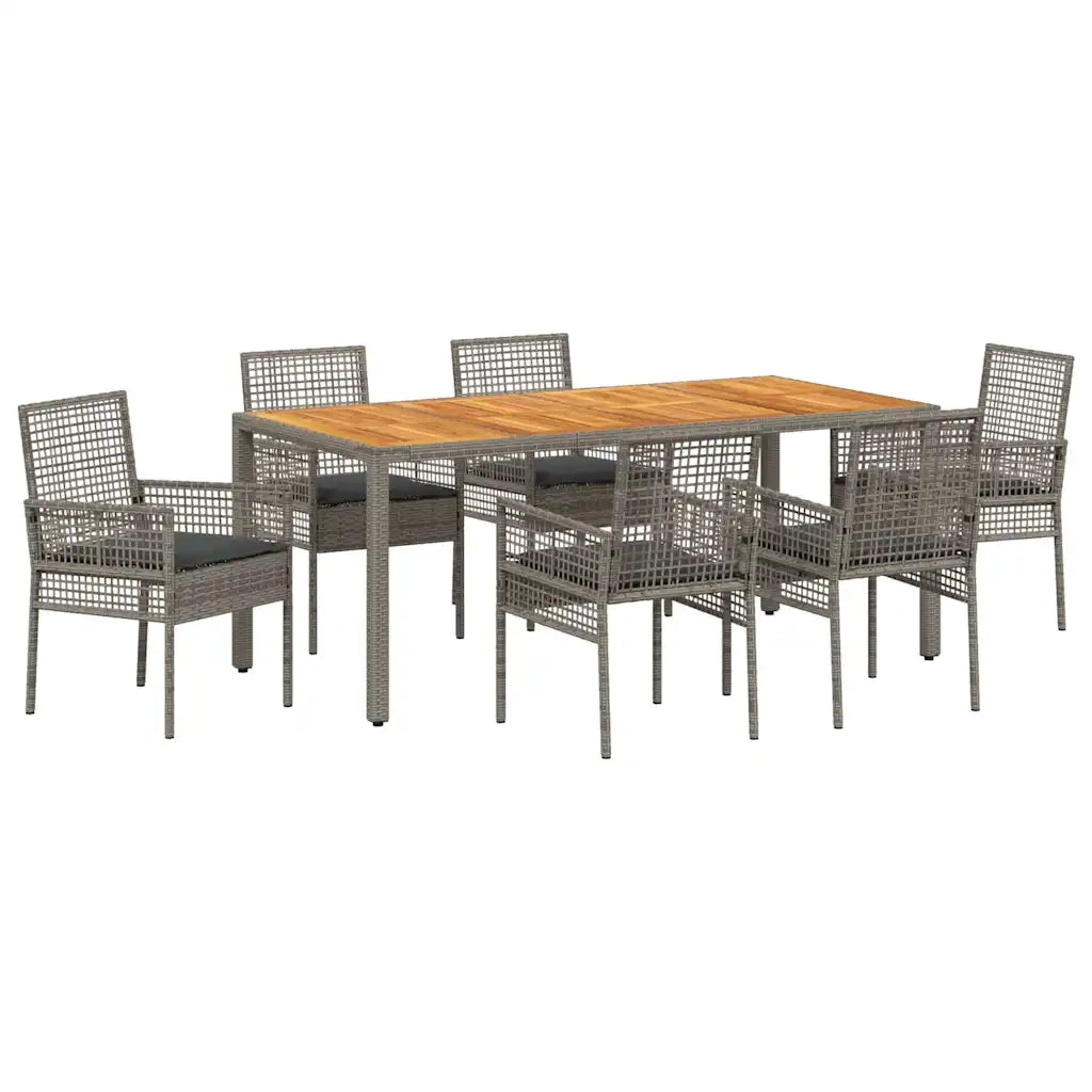 Set da Pranzo per Giardino 7 pcs Grigio polyrattan 3334913