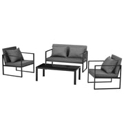Set Salottino da Esterno Lerum Divano 2 Poltrone e Tavolo Basso Set Lounge - Nero casa.pro
