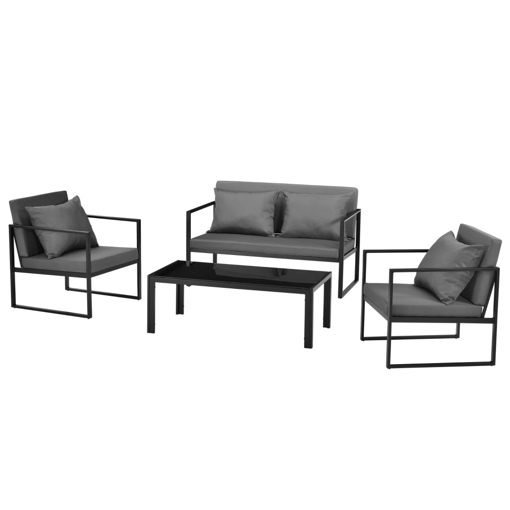 Set Salottino da Esterno Lerum Divano 2 Poltrone e Tavolo Basso Set Lounge - Nero casa.pro