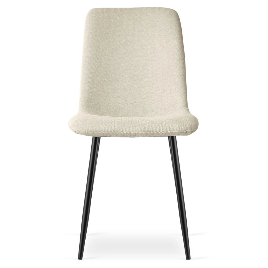 Set di 3 sedie imbottite Rift beige con gambe nere