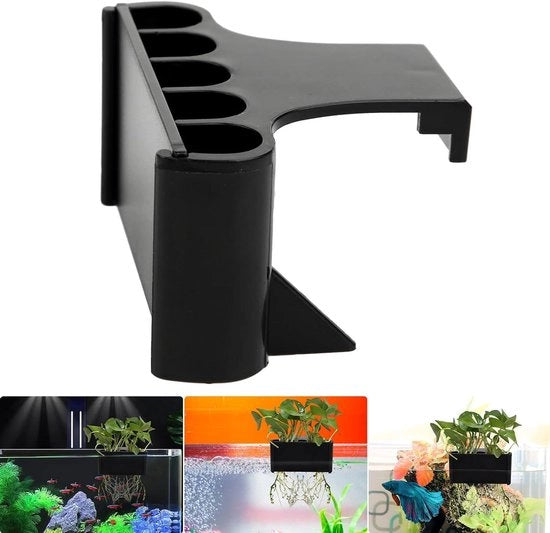 Supporto per piante per acquario - Accessorio per decorazione di piante (Nero)