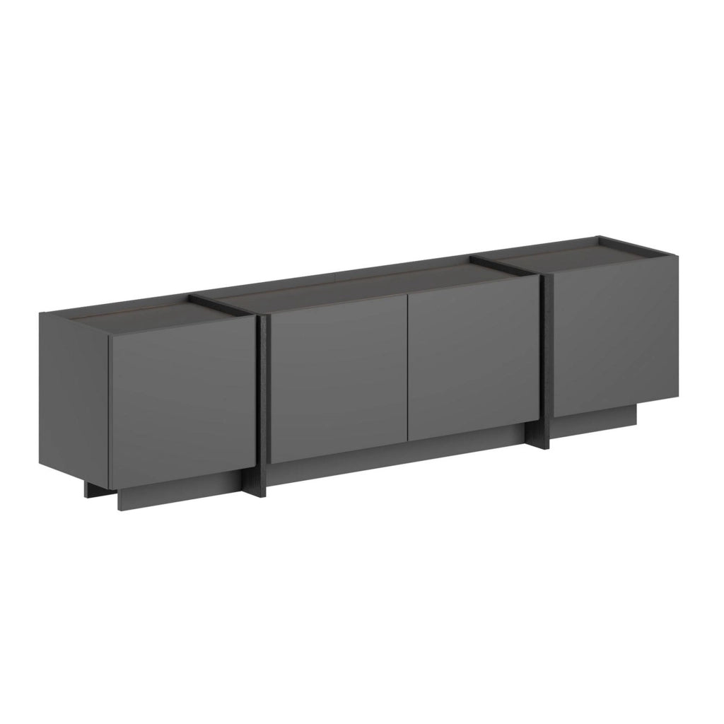 Porta TV in legno "Lowen" - 180 x 35 x 46 cm - Antracite / Nero