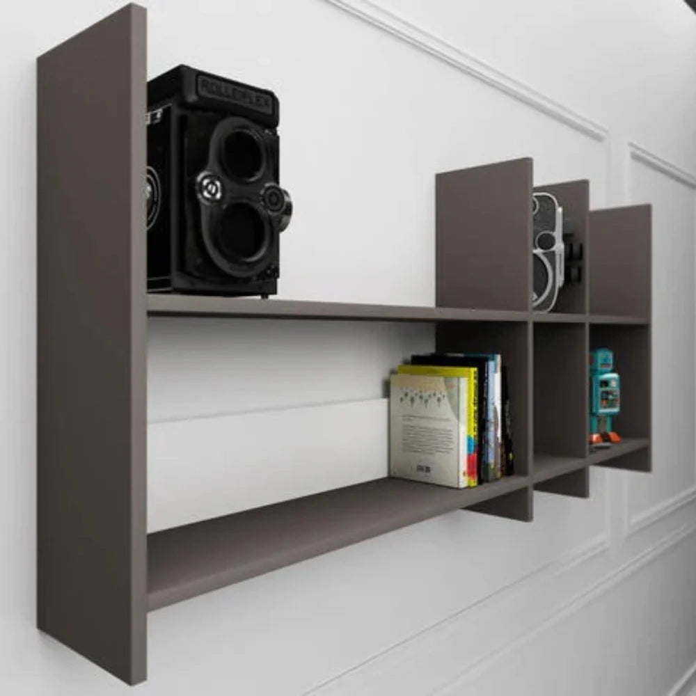 Libreria da parete Skyline grigio 150x22x70 cm design moderno salvaspazio | Duzzle
