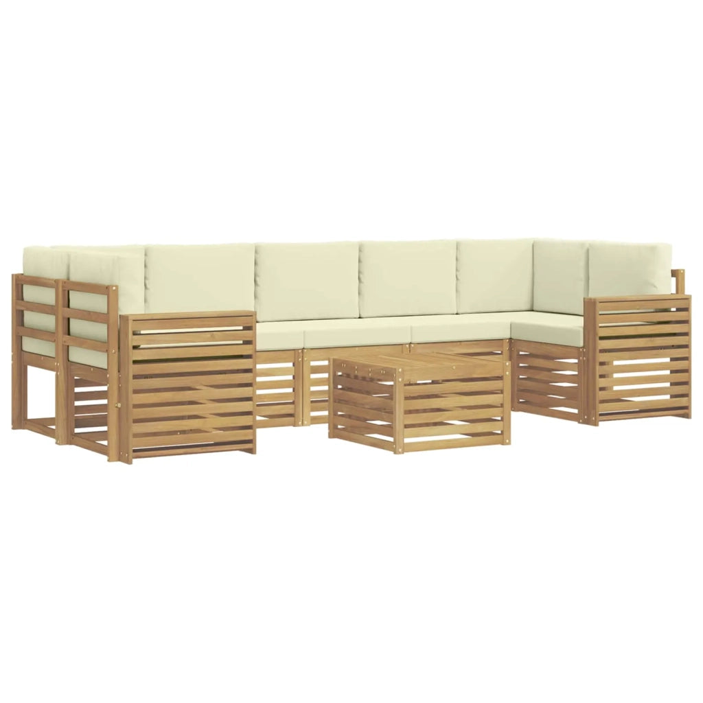 Set di divani da esterno 8 pcs Bianco e Crema Poliestere 3391560