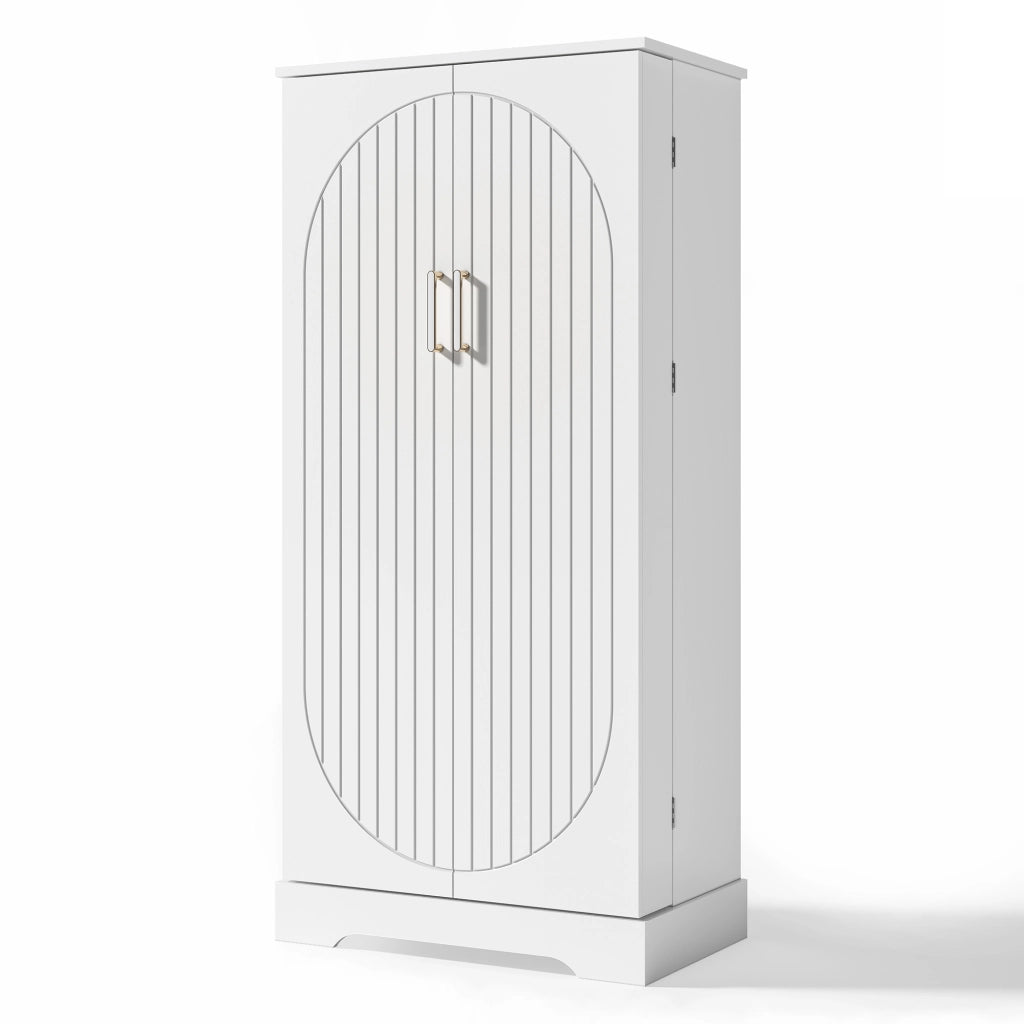 Mobile da Cucina 60x35x128 cm con LED Sensore; 5 Ripiani; 2 Ante e Vani Portaoggetti