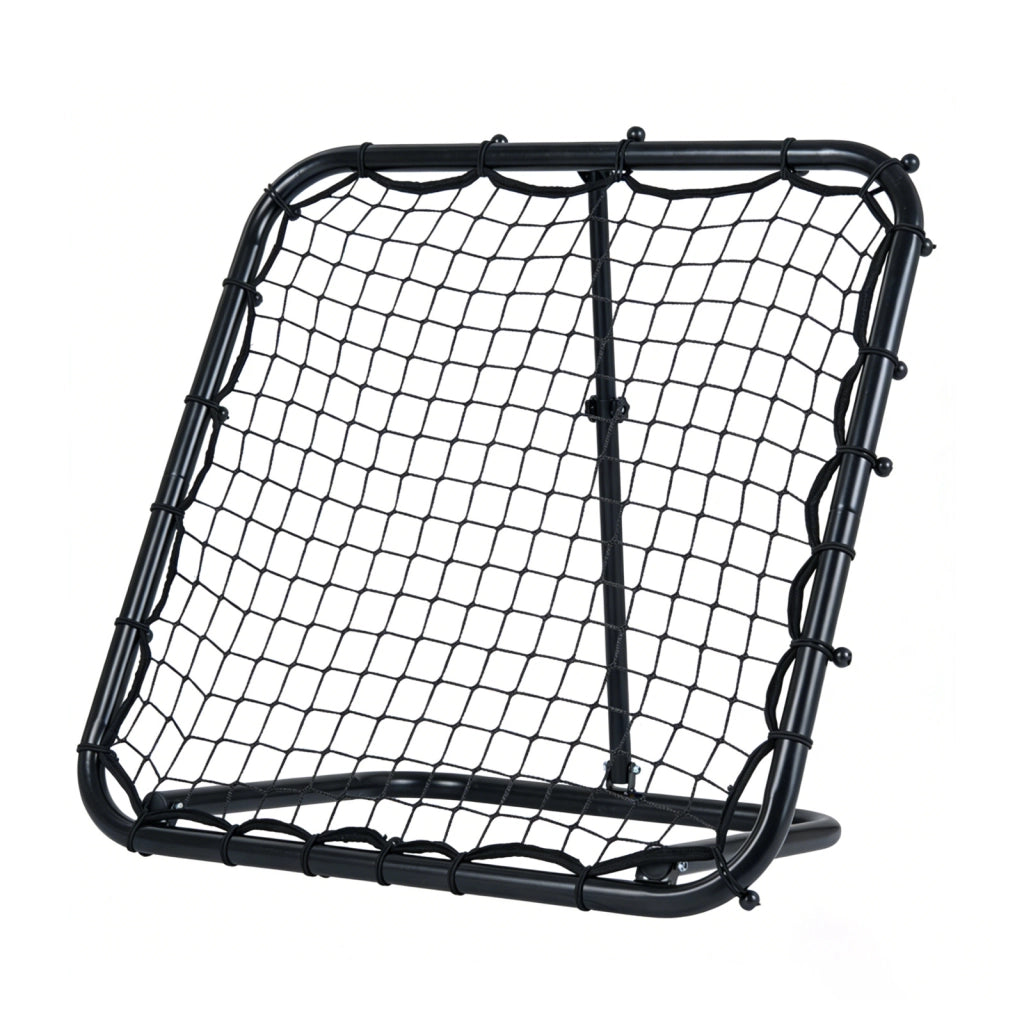 Rete rimbalzo calcio con altezza regolabile a 4 livelli telaio in metallo e picchetti rete, Porta da calcio pieghevole per allenamento