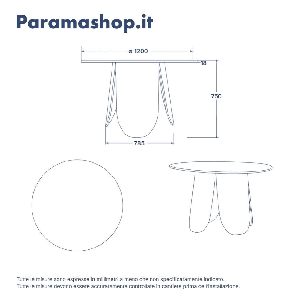Tavolo rotondo Ø120cm top e gambe in MDF effetto legno chiaro| Einar
