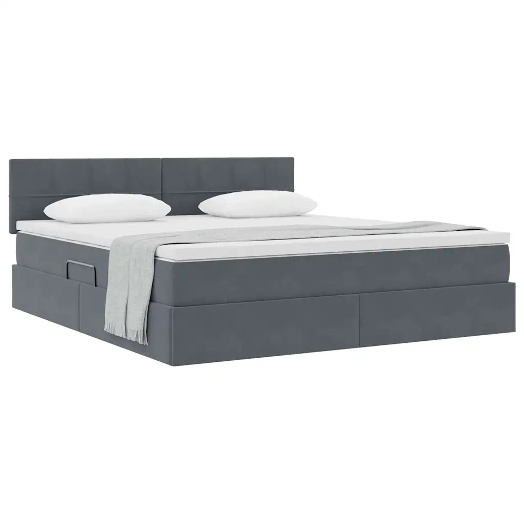 Letto con Contenitore Grigio scuro 160 x 200 cm Velluto