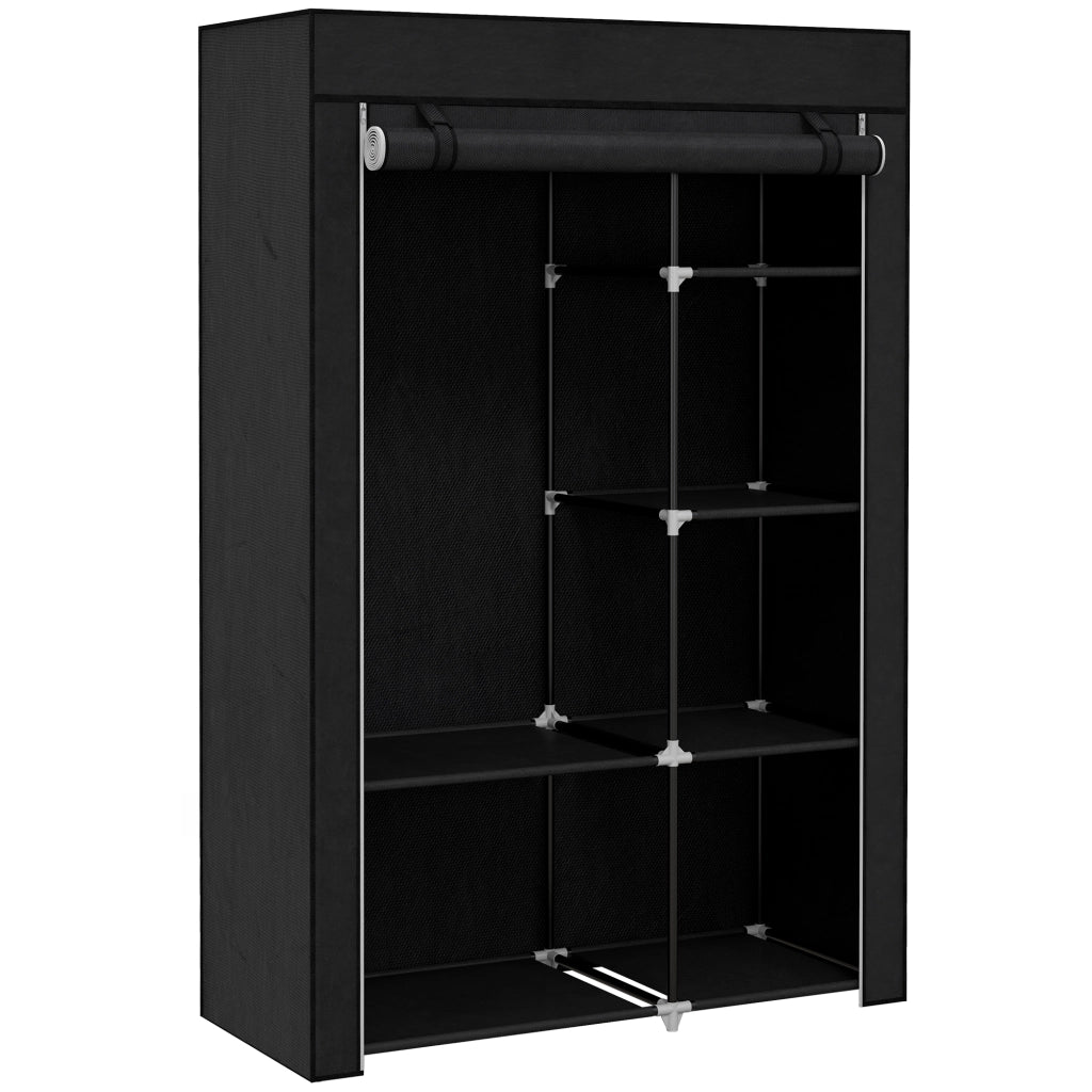 Armadio Guardaroba Portatile in Tessuto con 6 Ripiani Aperti e un Appendino, 103x43x162.5 cm, Nero