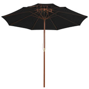 Ombrellone a Due Livelli con Palo in Legno 270 cm Nero 313766