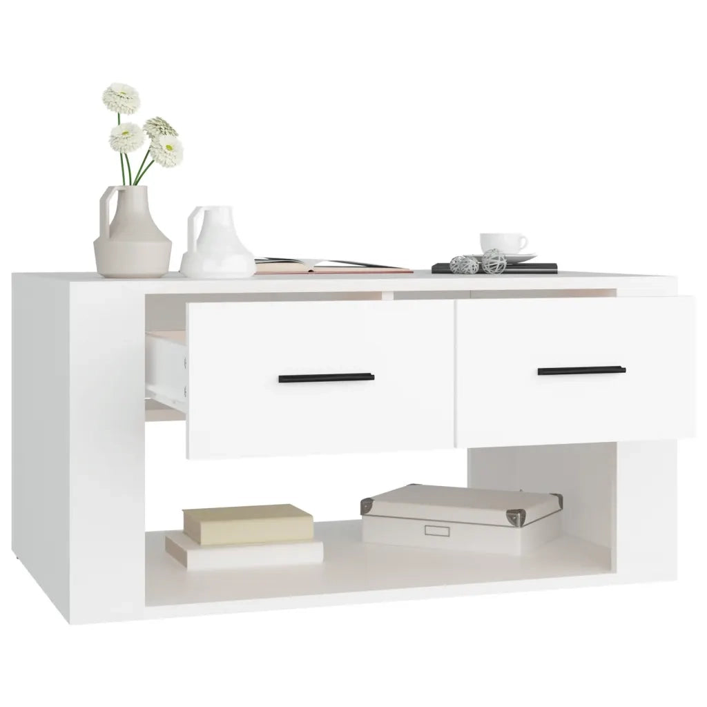Tavolino da Salotto Bianco 80x50x40 cm in Legno Multistrato 816528