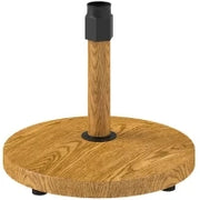Base per Ombrellone a 4 Ruote con Freni, in Cemento e Metallo, Ø48x44 cm, Color Legno